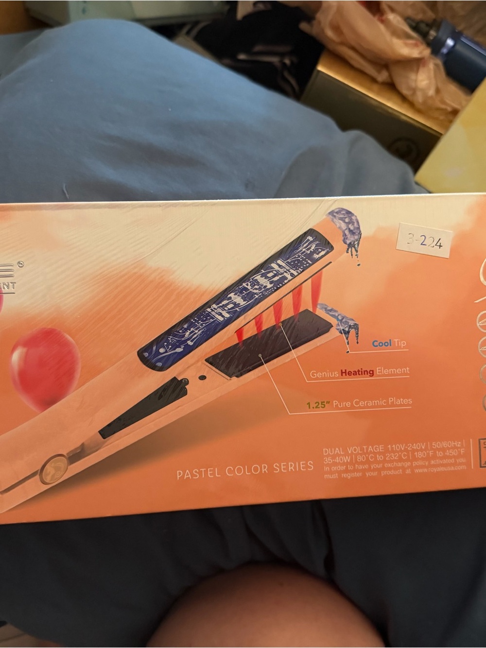 Royale Diamond Collection Pastel Peach Ceramic Flat Iron